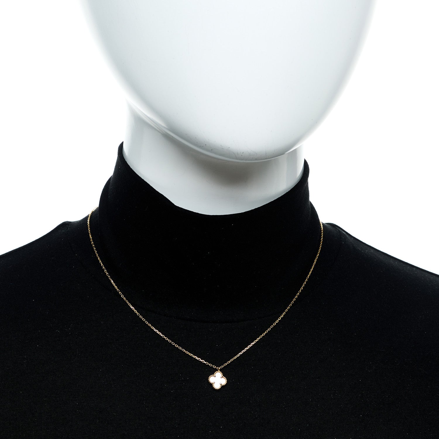 Van Cleef & Arpels 18K Yellow Gold Mother of Pearl Sweet Alhambra Pendant Necklace 2 of 5