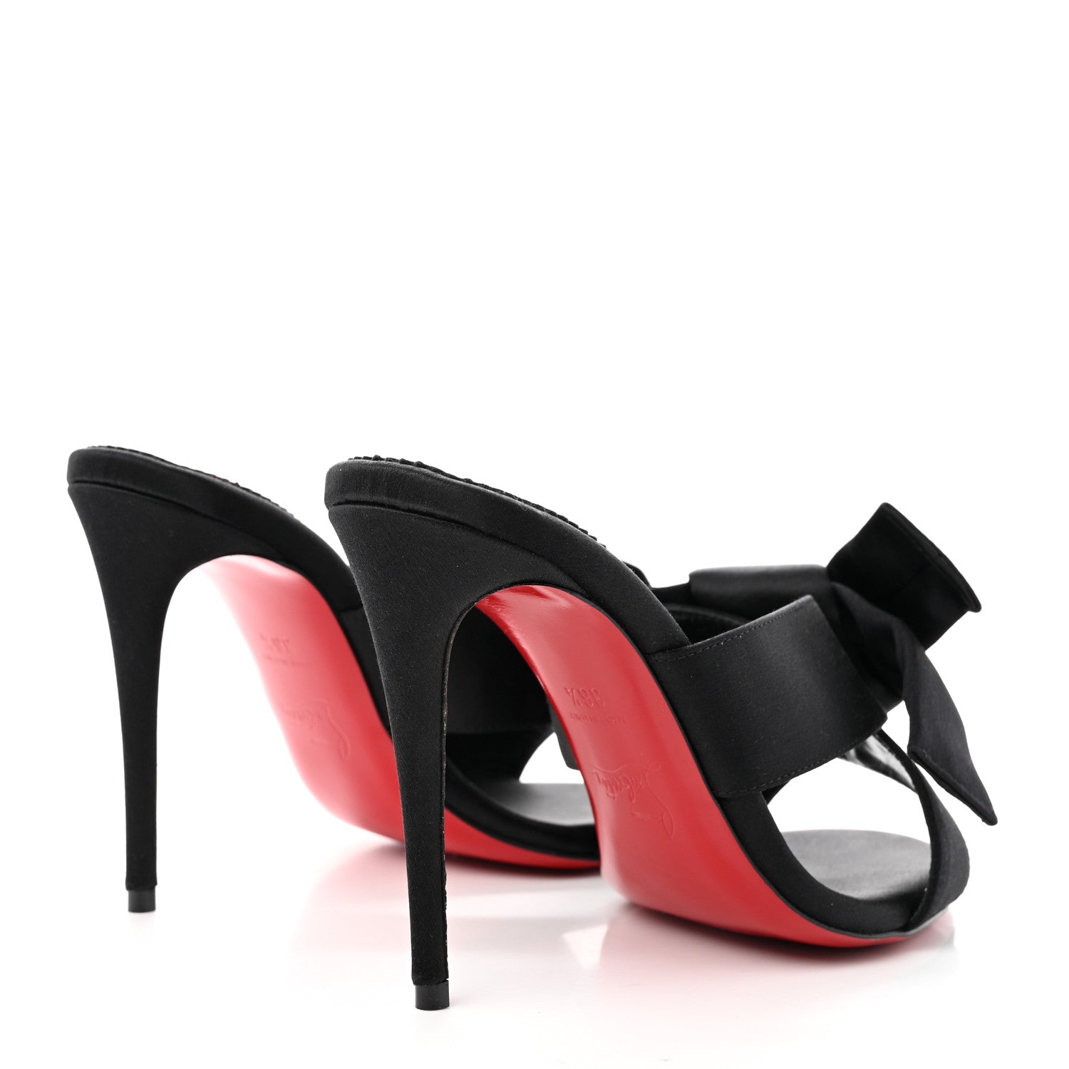 Christian Louboutin Satin Matricia Bow Sandals 36.5 Black 4 of 16