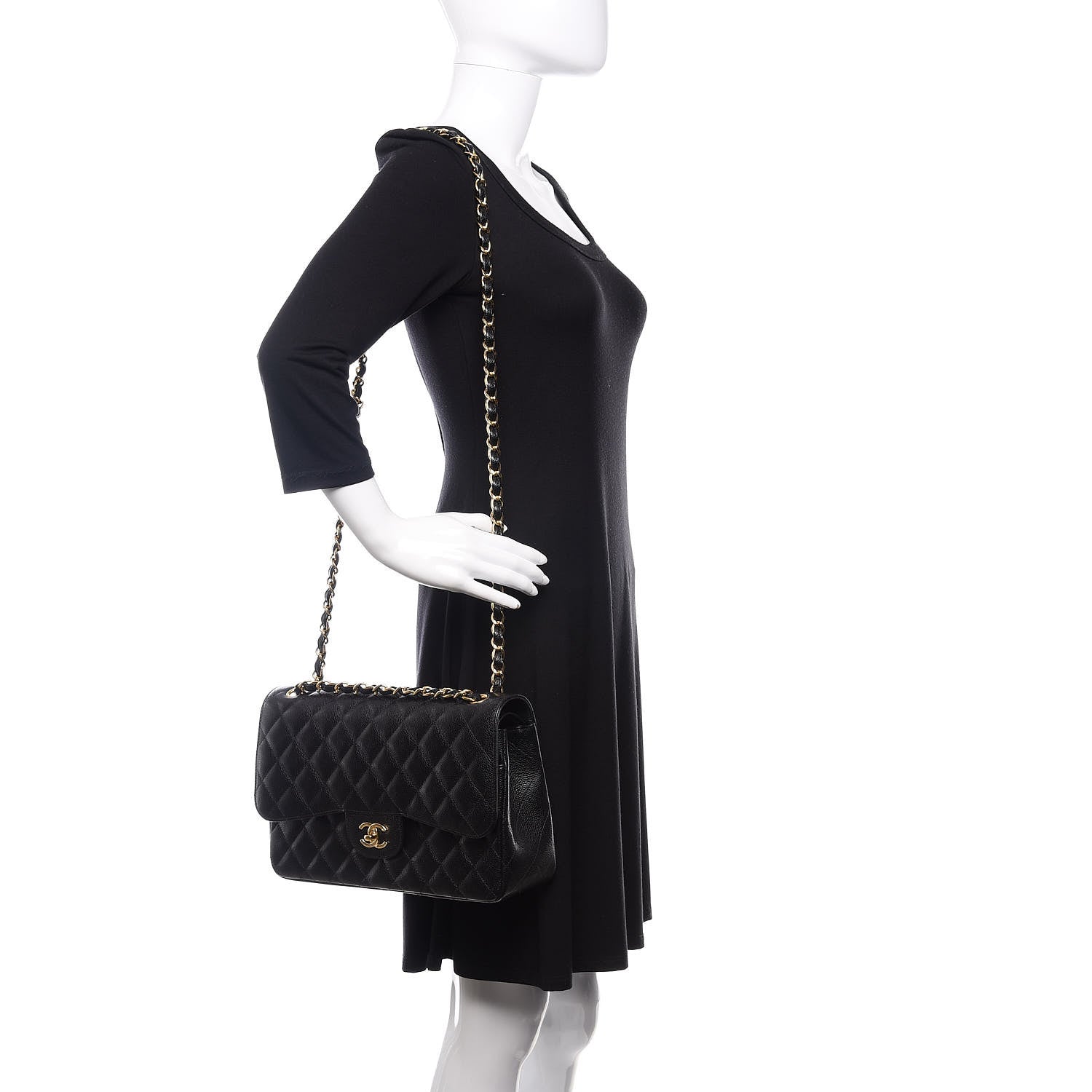 Chanel Caviar Quilted Jumbo Double Flap Black 2 of 10