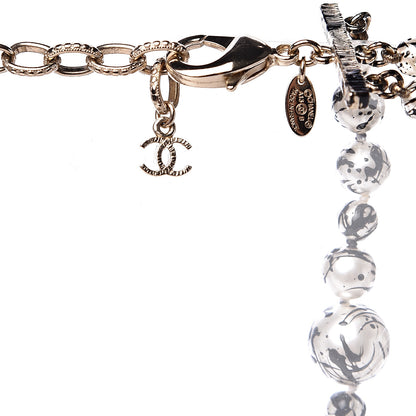 Chanel Pearl CC Graffiti 3 Strand Long Necklace Black Gold 3 of 5