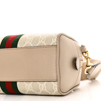 Gucci GG Supreme Monogram Textured Dollar Calfskin Web Mini Ophidia Top Handle Bowler Bag Beige Mystic White Oatmeal 10 of 14