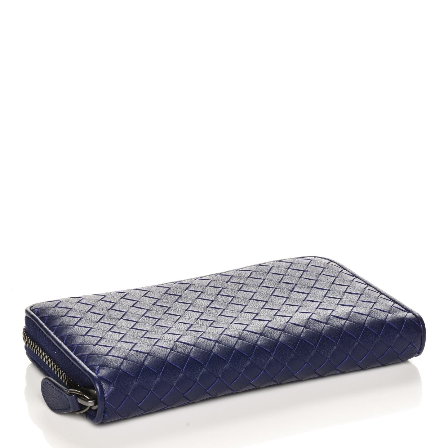 Nappa Intrecciato Zip Around Wallet Blue