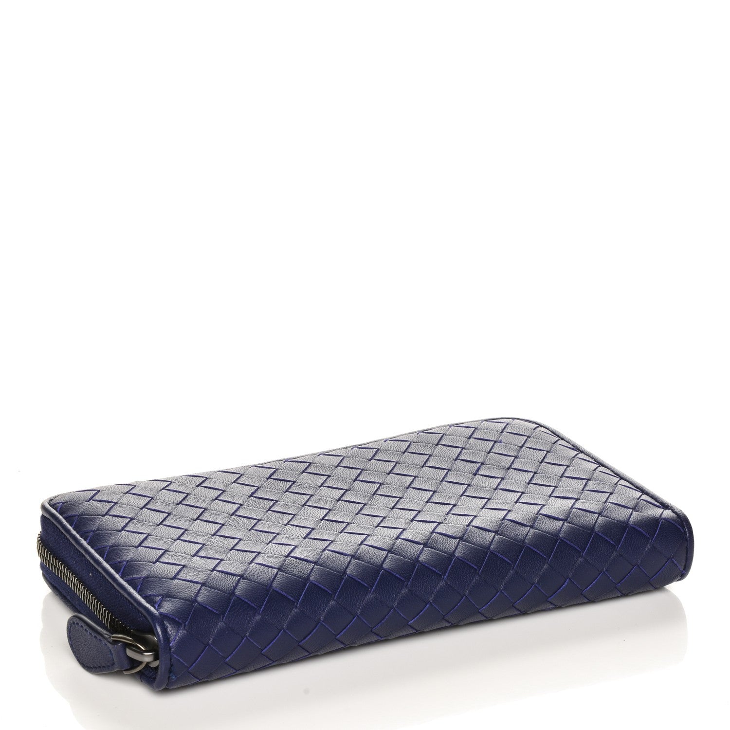 Bottega Veneta Nappa Intrecciato Zip Around Wallet Blue 4 of 6