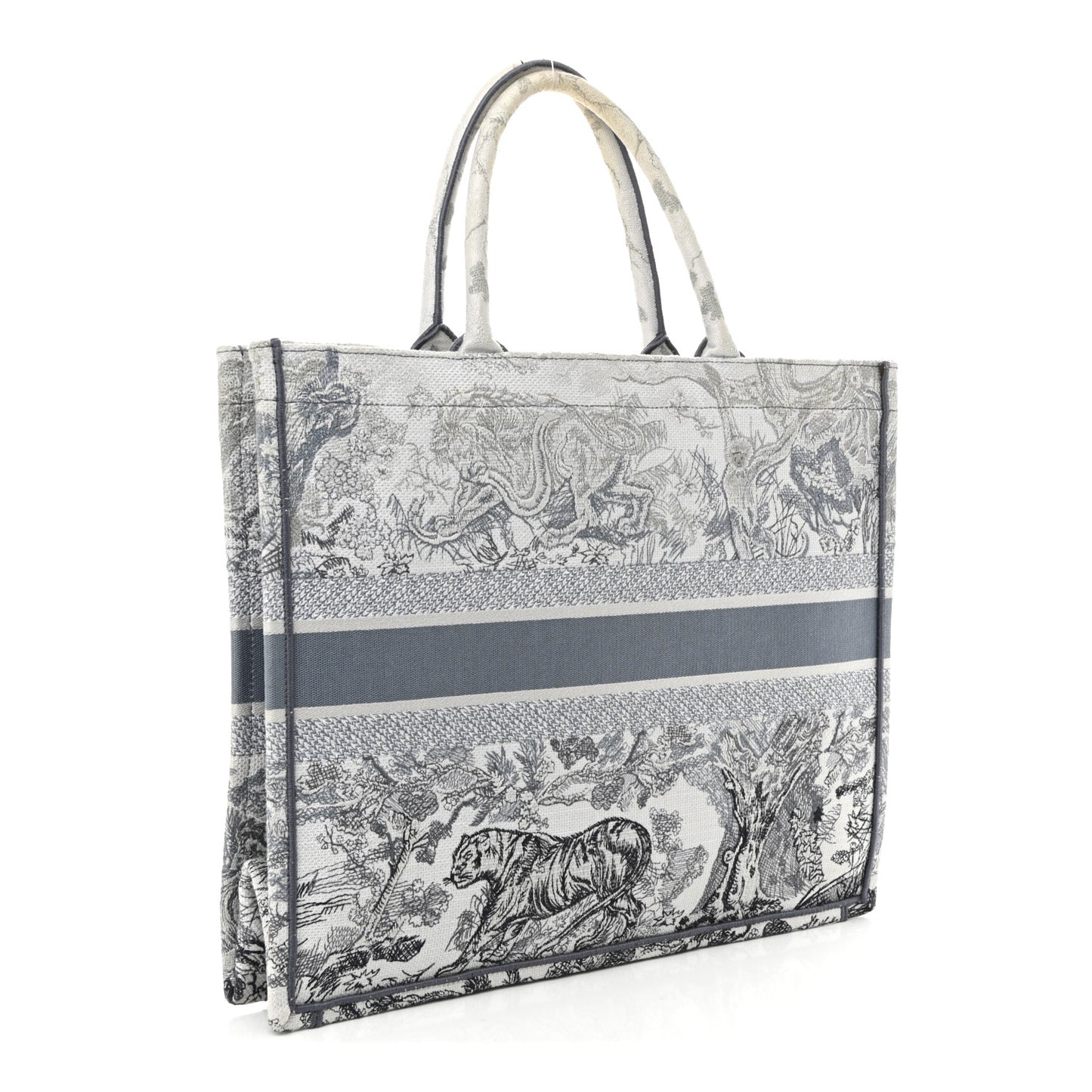 Gradient Canvas Embroidered Large Dioriviera Toile De Jouy Book Tote Blue