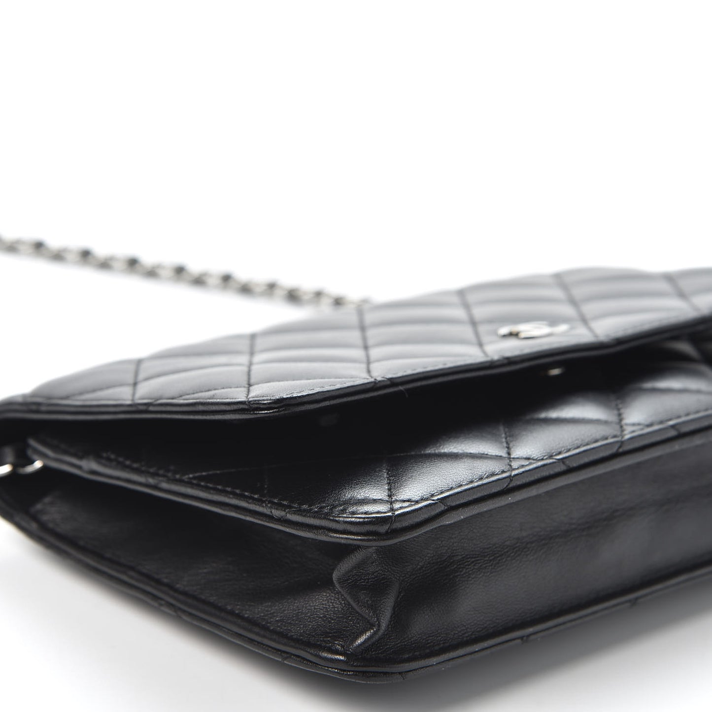 Lambskin Quilted Wallet On Chain WOC Black