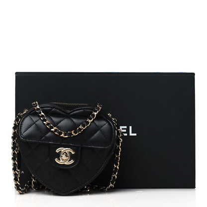 Chanel Lambskin Quilted CC In Love Heart Clutch With Chain Black 10 of 10