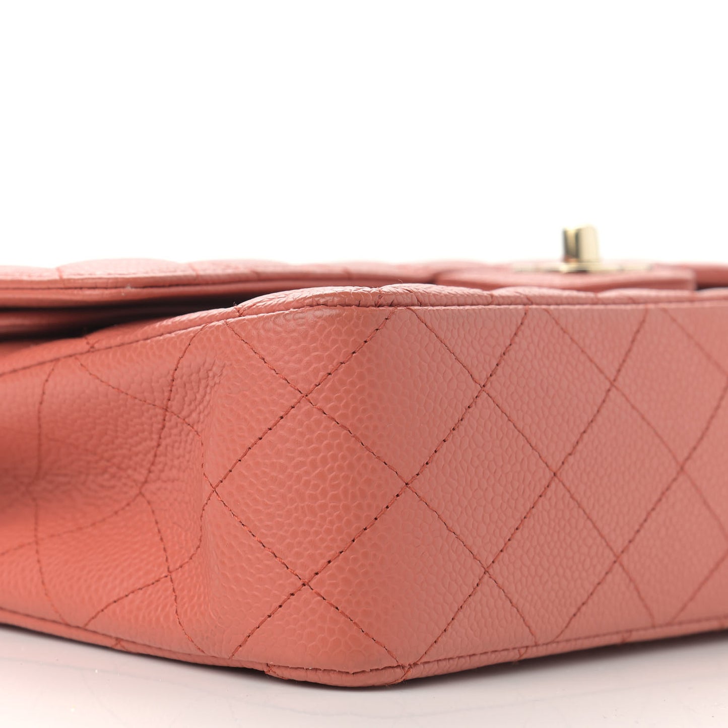 Caviar Quilted Medium Double Flap Coral