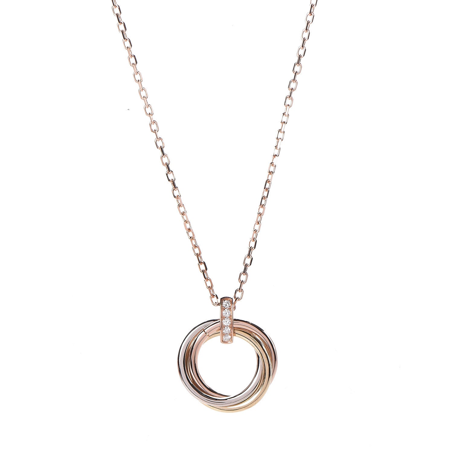 Cartier 18K Pink White Yellow Gold Diamond Trinity Pendant Necklace 4 of 7