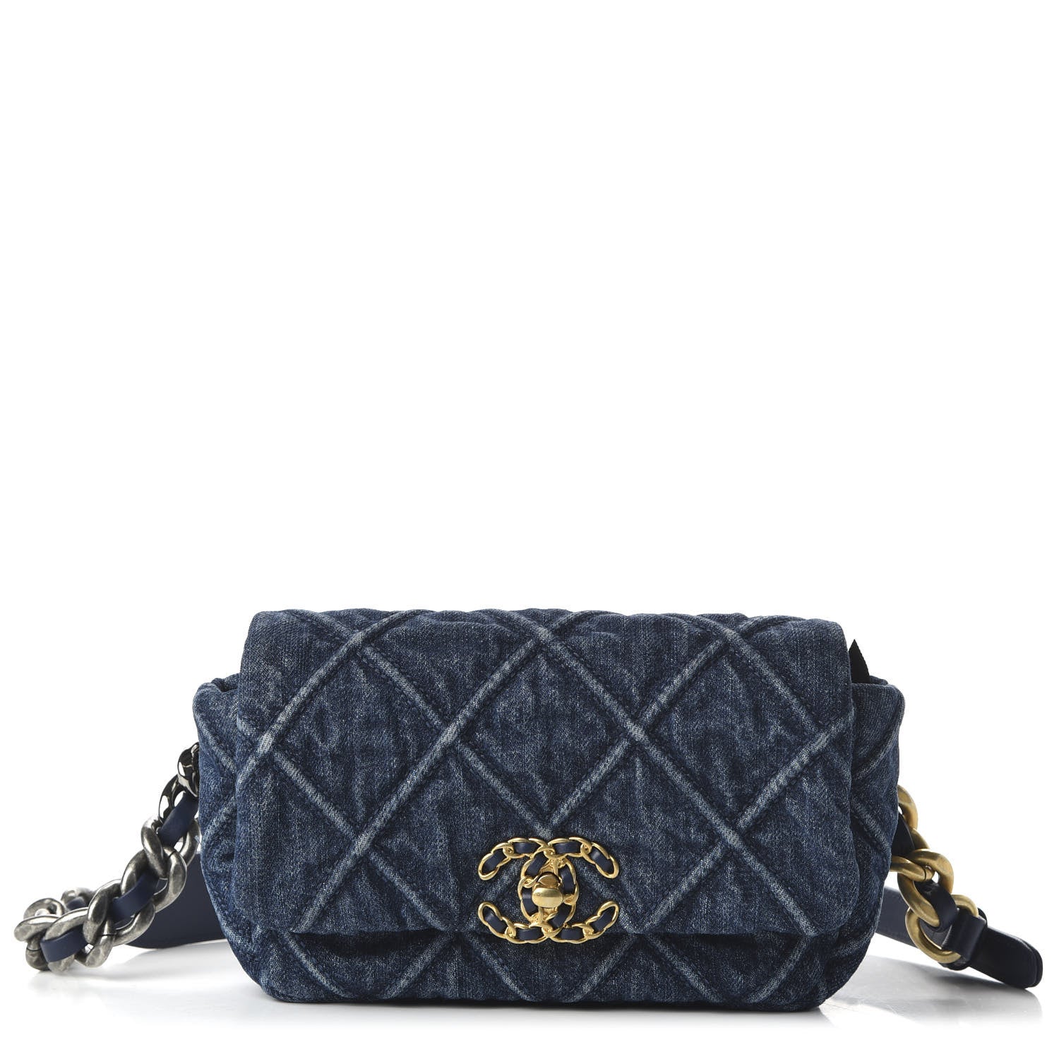 Chanel Denim Quilted Chanel 19 Belt Bag Blue 1 of 10