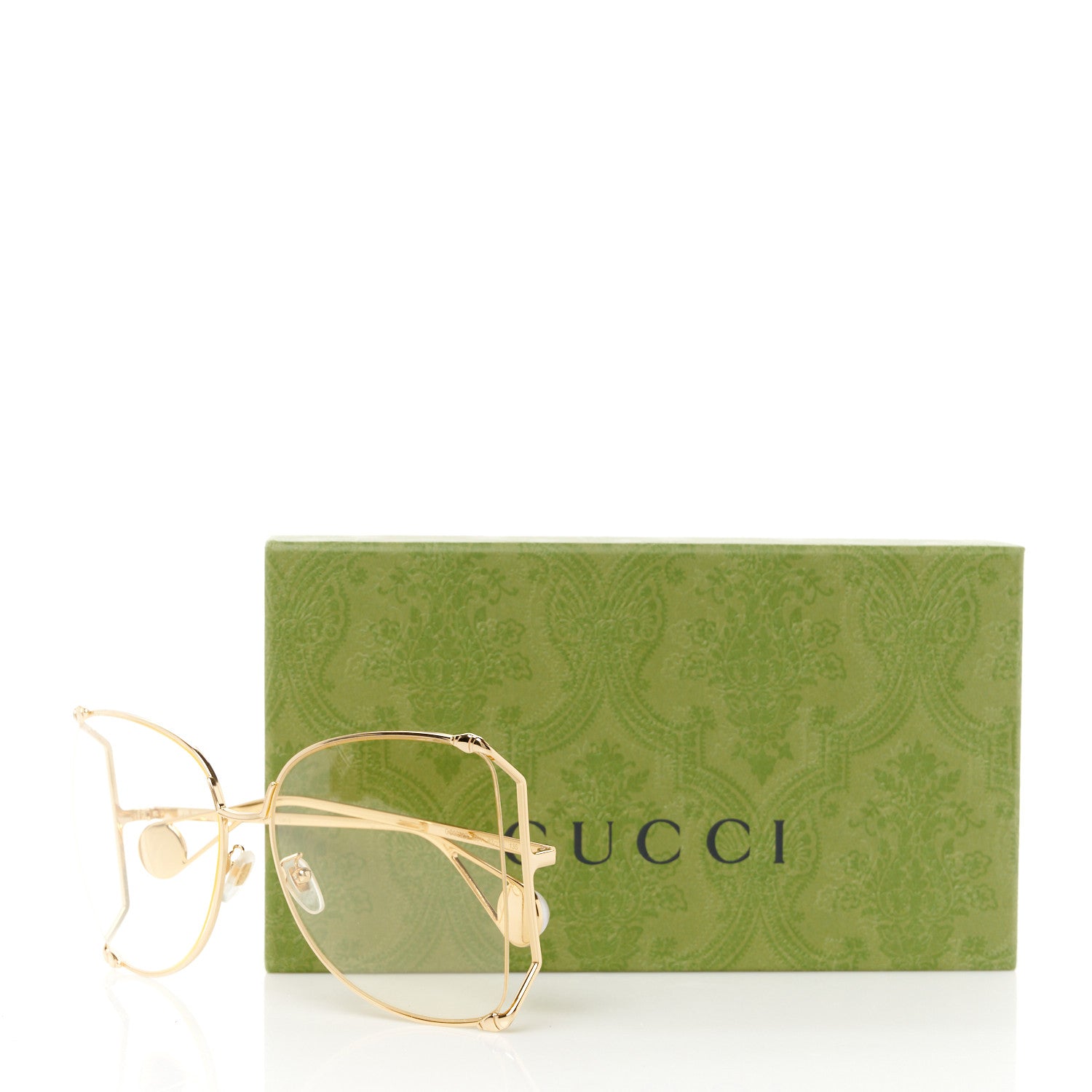Gucci Metal Oversized Round Sunglasses GG0252S Gold 8 of 8