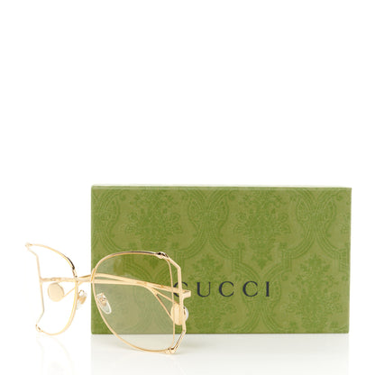 Gucci Metal Oversized Round Sunglasses GG0252S Gold 8 of 8