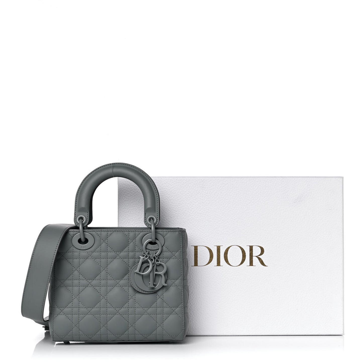Ultra Matte Calfskin Cannage Small My ABCDior Lady Dior Grey Stone