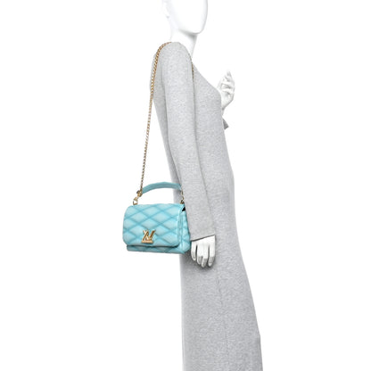 Louis Vuitton Lambskin Malletage Top Handle GO-14 MM Lagoon 2 of 10
