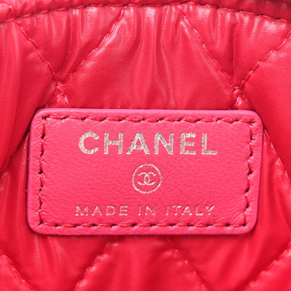 Chanel Patent Calfskin Quilted Valentine Hearts Medium O Cosmetic Case Dark Pink 6 of 8