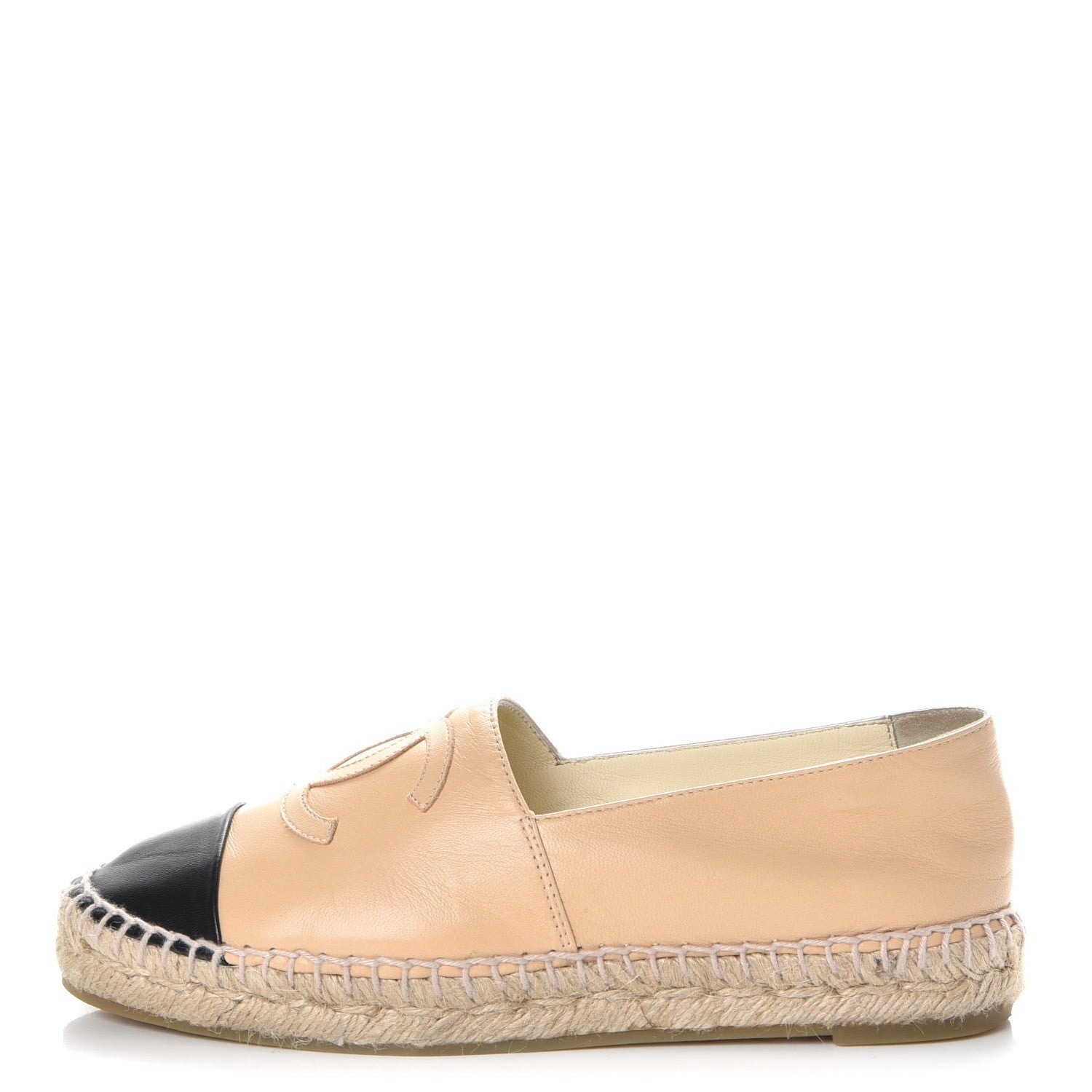 Chanel Lambskin CC Espadrilles 36 Beige Black 1 of 11