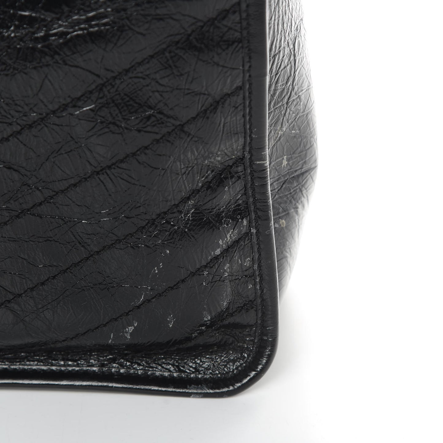 Crinkled Calfskin Matelasse Monogram Large Niki Chain Satchel Black