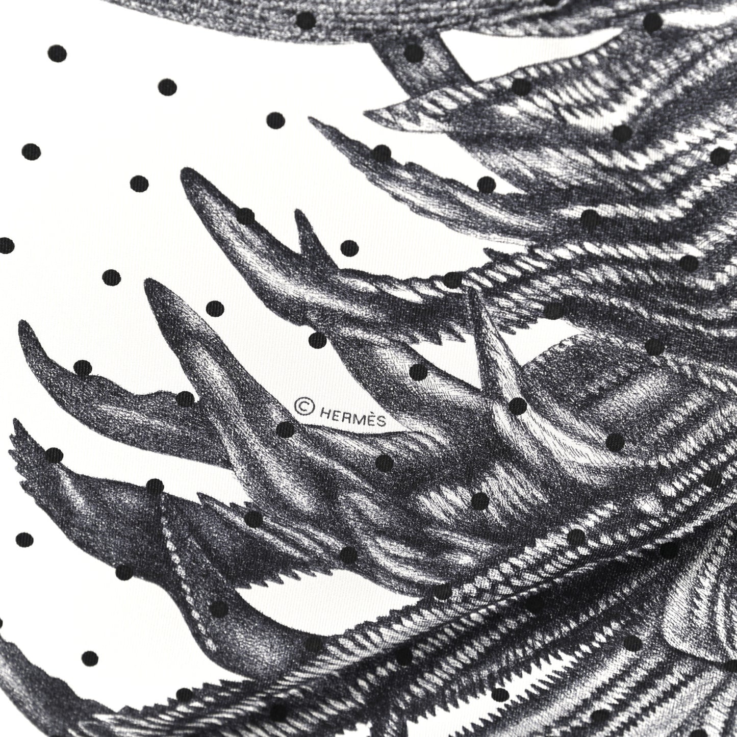 Silk Plumets Et Panaches Scarf 90 White Black Anthracite