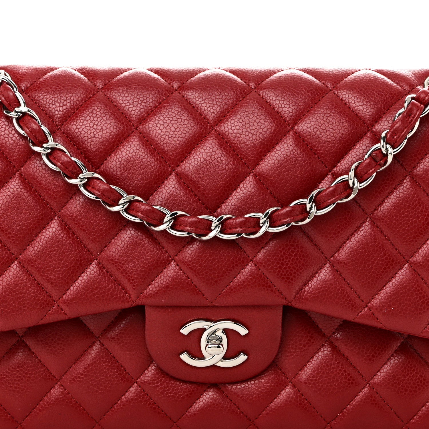 Chanel Caviar Quilted Jumbo Double Flap Dark Red 8 of 10