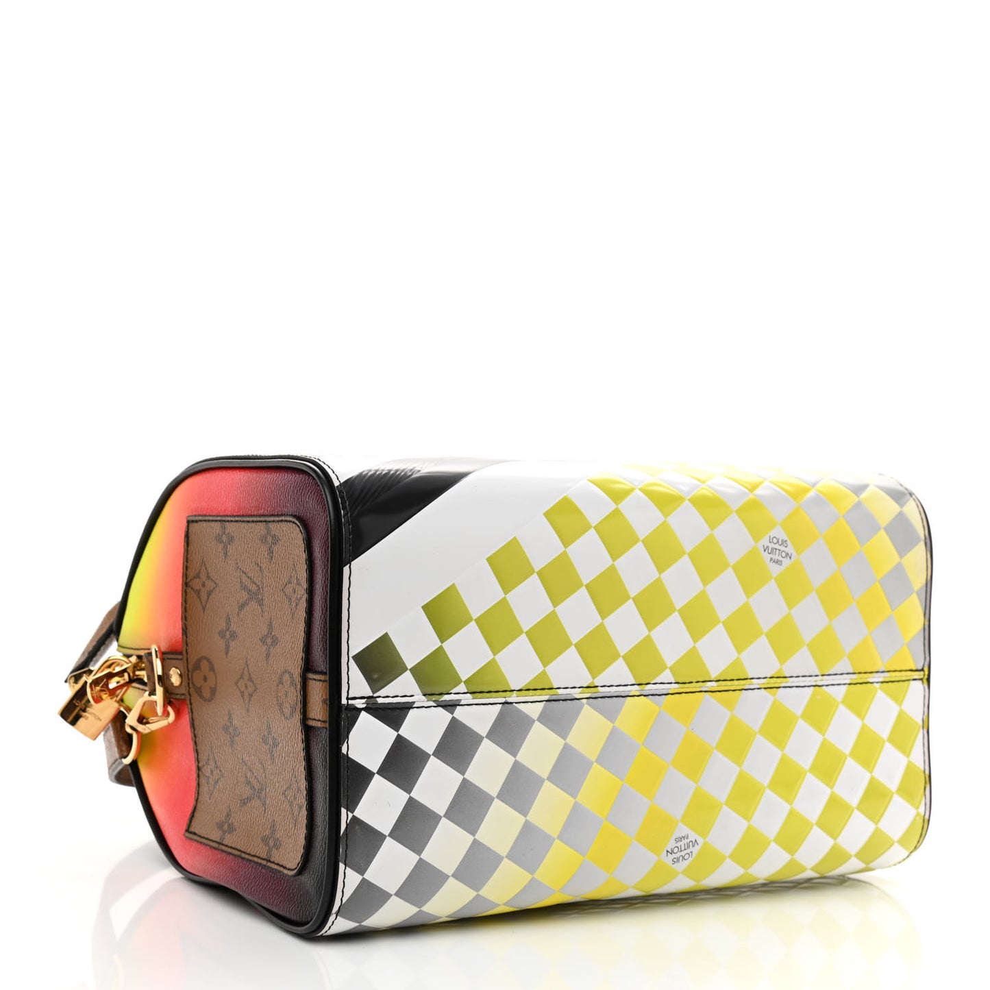 Epi Reverse Monogram Damier Race Speedy Bandouliere 30 Black Yellow