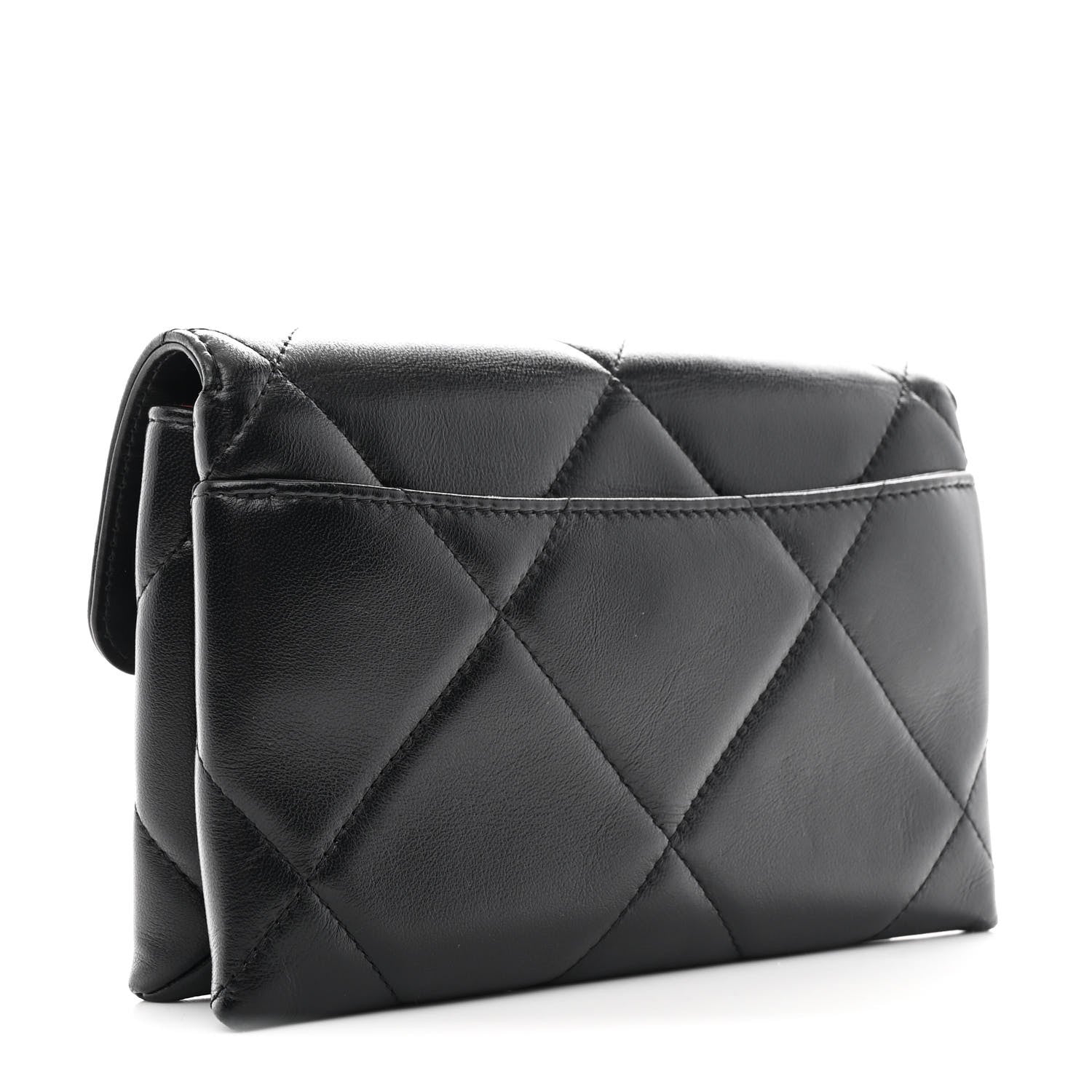 Chanel Lambskin Quilted Chanel 19 Flap Clutch Black 3 of 11