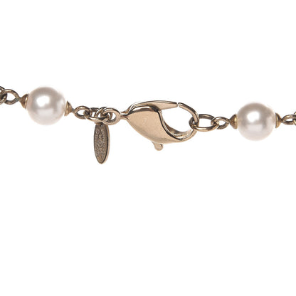 Chanel Pearl Crystal Beaded CC Long Necklace Pink Gold 4 of 4