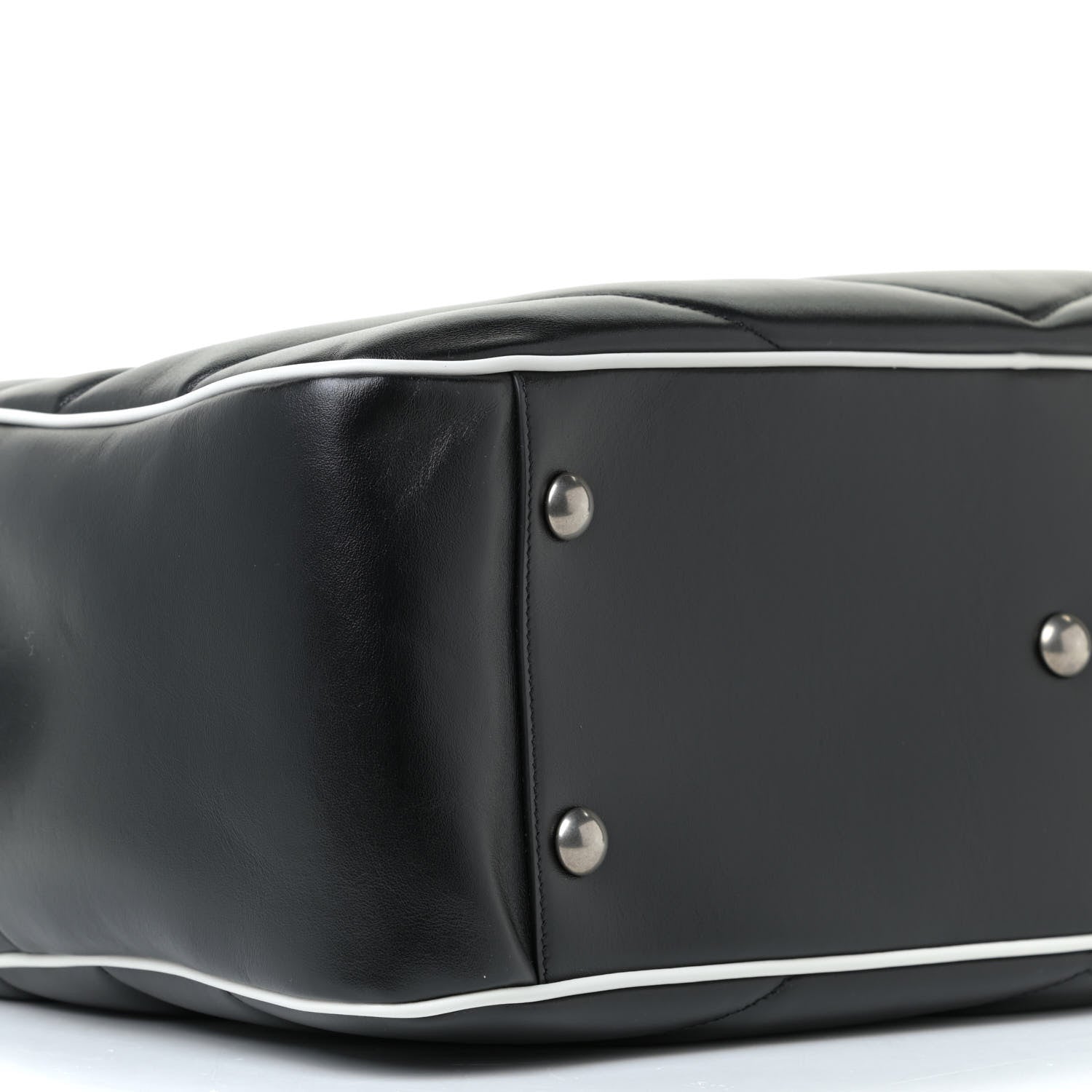 Saint Laurent Calfskin Medium Miles Logo Bowler Duffel Bag Black 6 of 11
