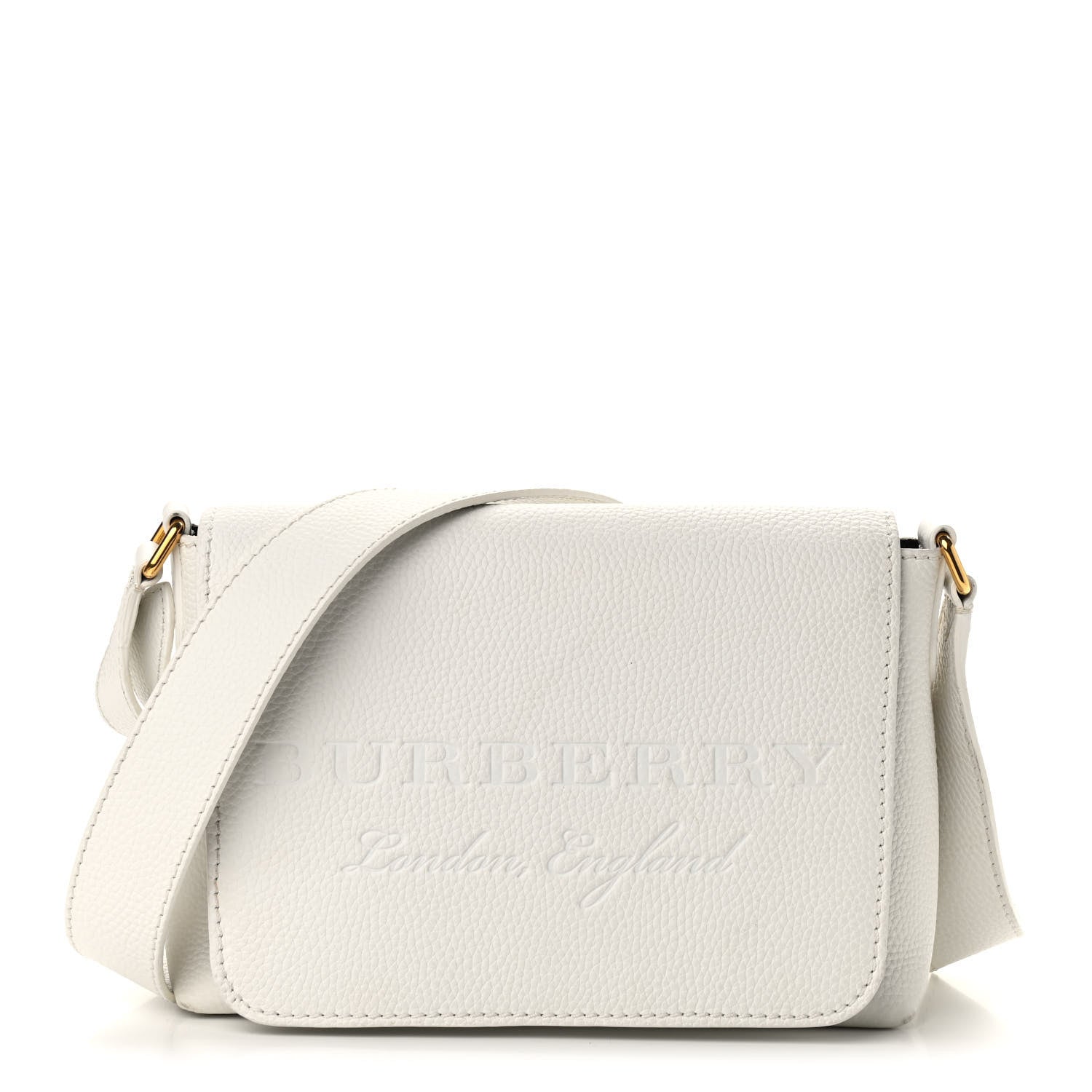 Burberry Grainy Calfskin Embossed Small Messenger White 1 of 13