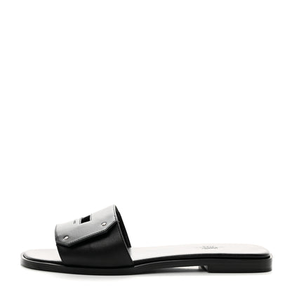 Hermes Calfskin View Sandals 38.5 Black 1 of 10
