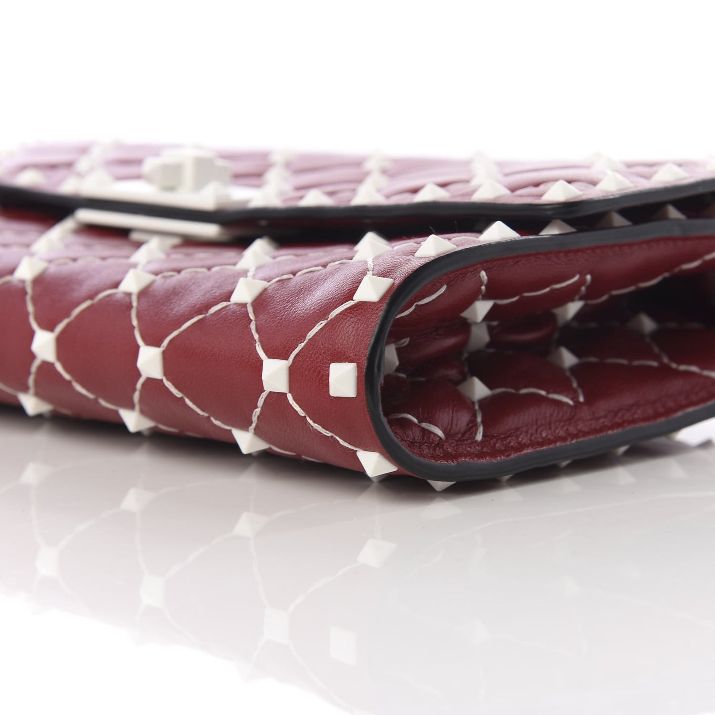 Lambskin Free Rockstud Spike Wallet On Chain Rosso Valentino