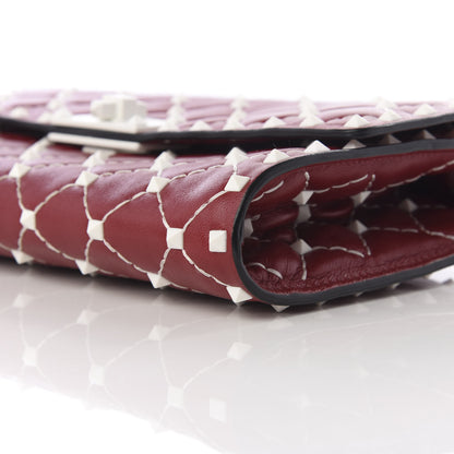 Valentino Garavani Lambskin Free Rockstud Spike Wallet On Chain Rosso Valentino 10 of 10