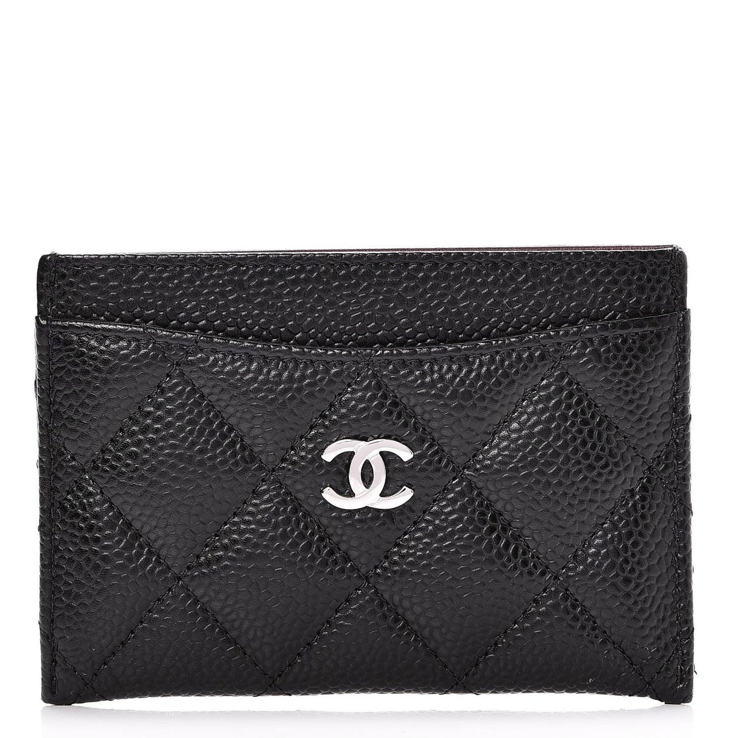 Caviar Quilted Card Holder Black