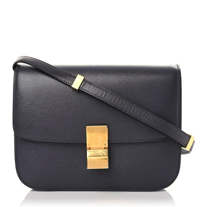 Celine Liege Calfskin Medium Classic Box Flap Bag Dark Blue 1 of 14