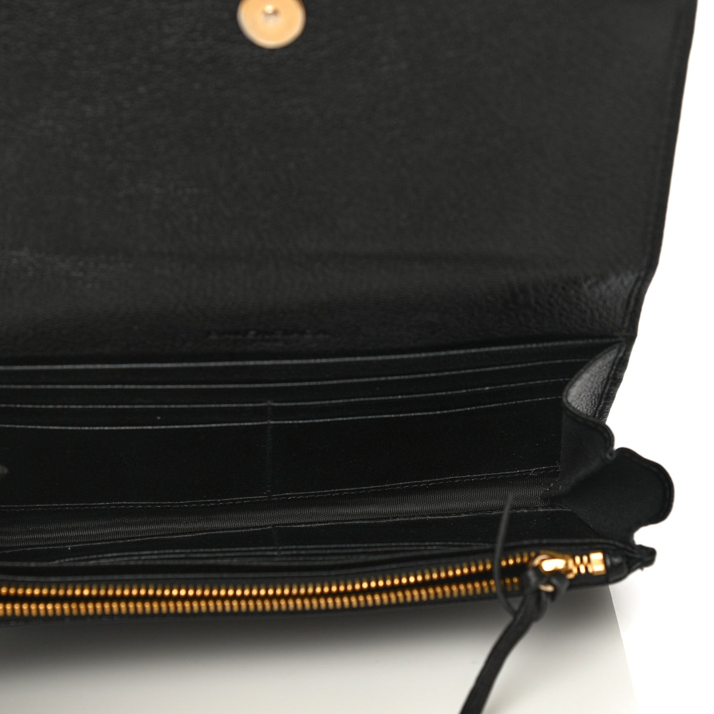 Chevre Gold Metallic Edge Hardware Money Wallet Black