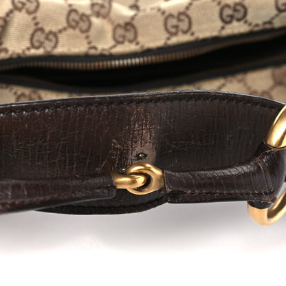 Gucci Monogram Medium Horsebit Chain Hobo Dark Brown 10 of 11