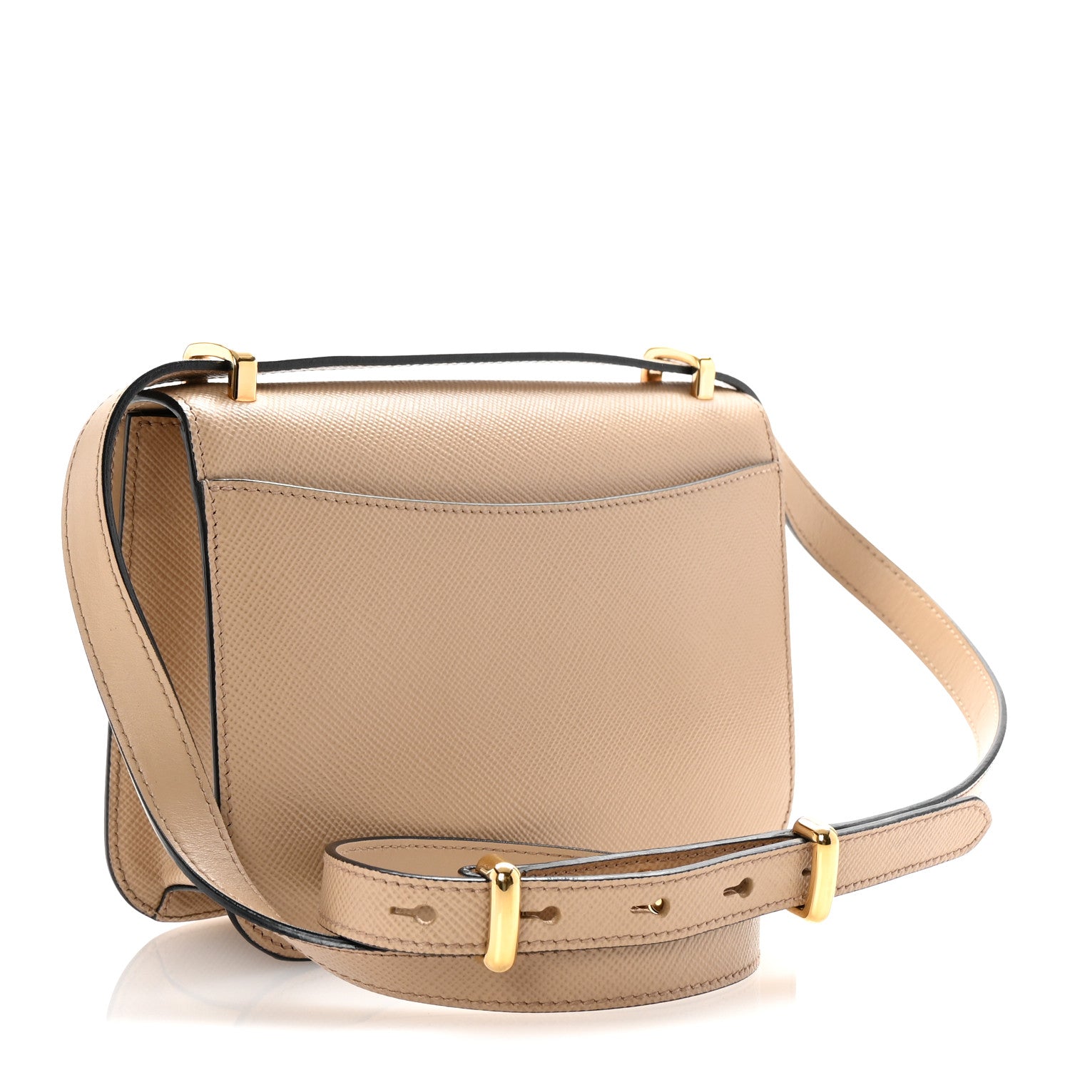 Prada Saffiano Cuir Triangle Embleme Flap Shoulder Bag Sabbia 3 of 9