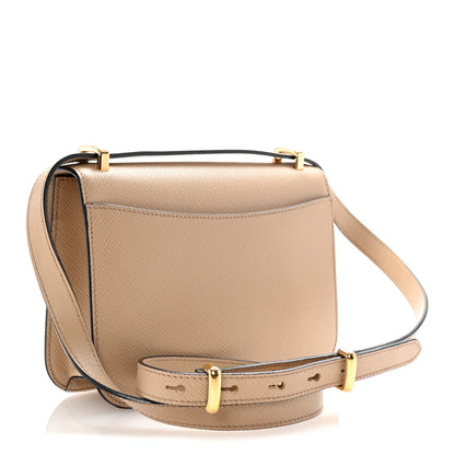 Prada Saffiano Cuir Triangle Embleme Flap Shoulder Bag Sabbia 3 of 9