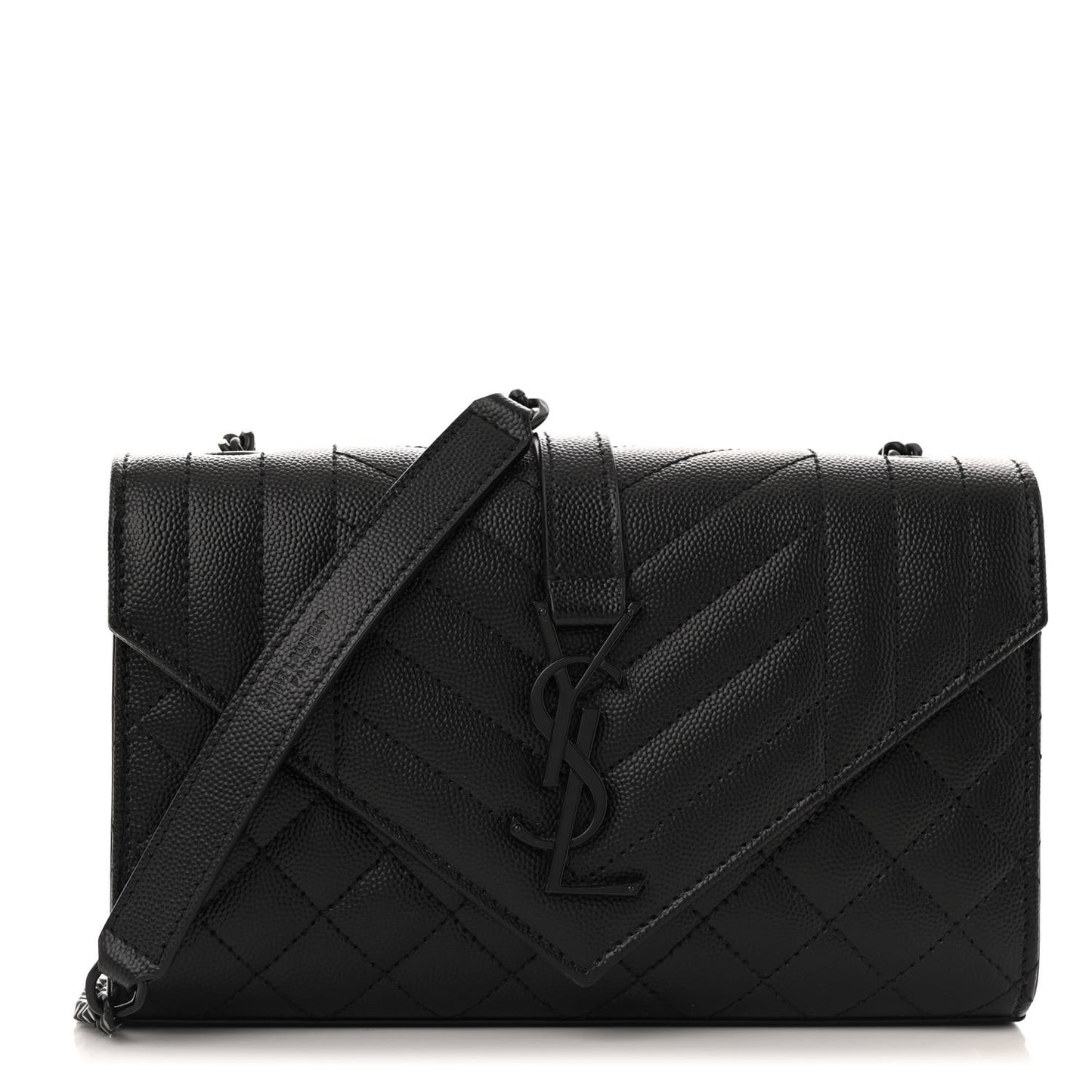 Grain De Poudre Textured Mixed Matelasse Triquilt Small Monogram Monochrome Satchel Black