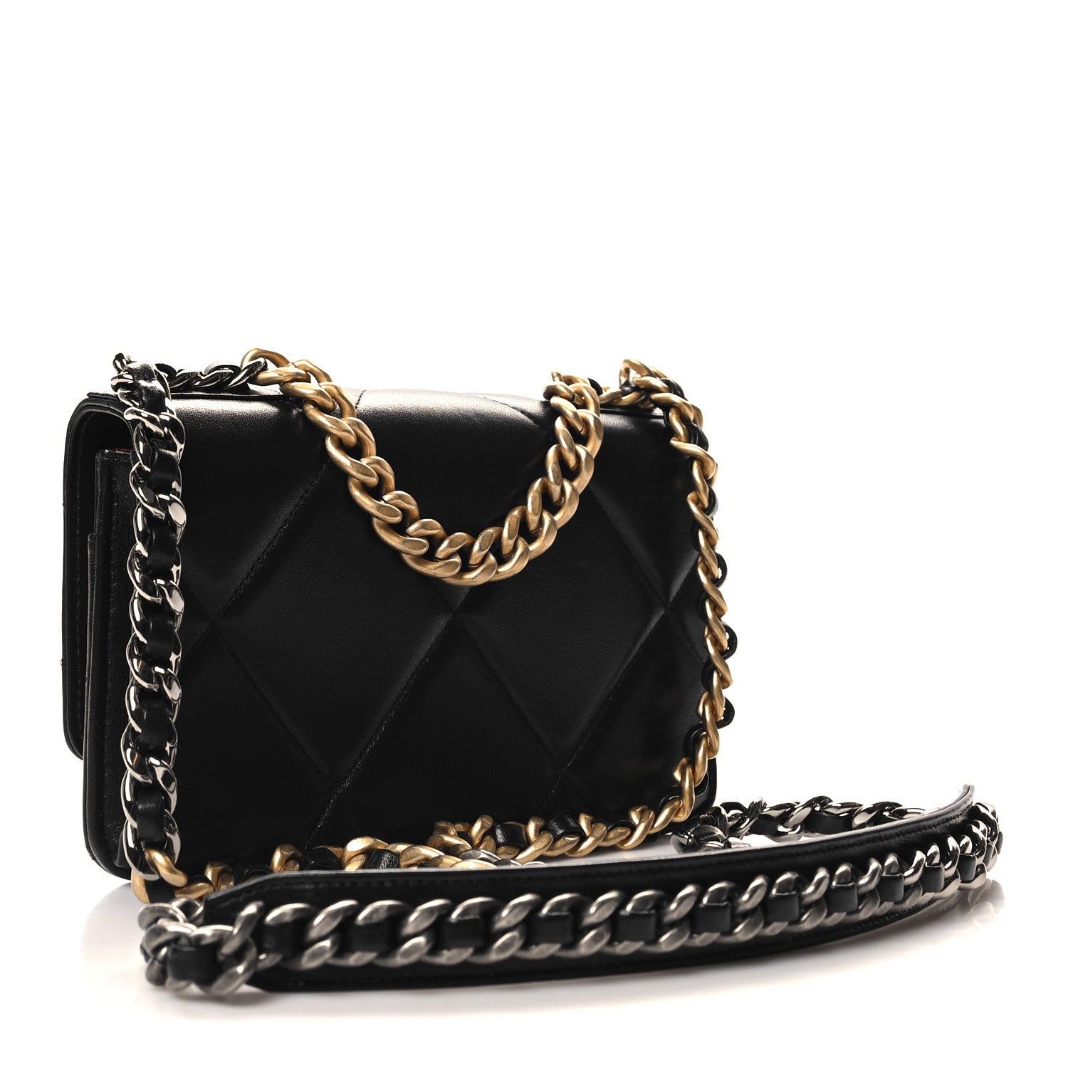 Chanel Lambskin Quilted Chanel 19 Wallet On Chain WOC Black 3 of 12