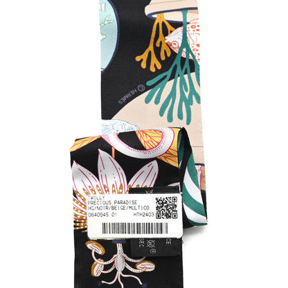Hermes Silk Precious Paradise Twilly Black Beige Multicolor 3 of 3
