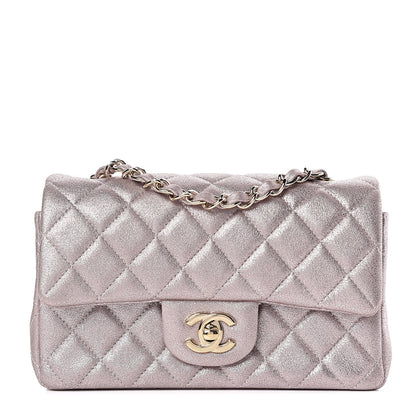 Chanel Metallic Goatskin Quilted Mini Rectangular Flap Pink 1 of 10