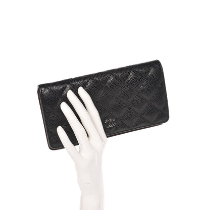 Chanel Caviar Quilted Yen Wallet Black 2 of 9