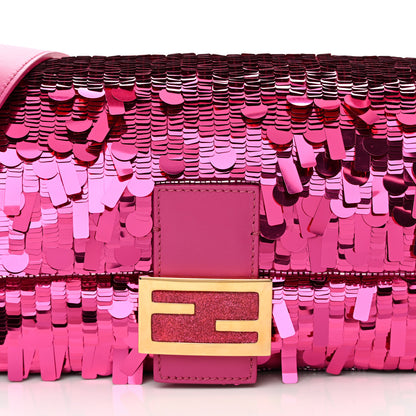 Fendi Sequin Paillettes Vitello Grace Sex and the City Baguette Ciclamino Pilar 8 of 12