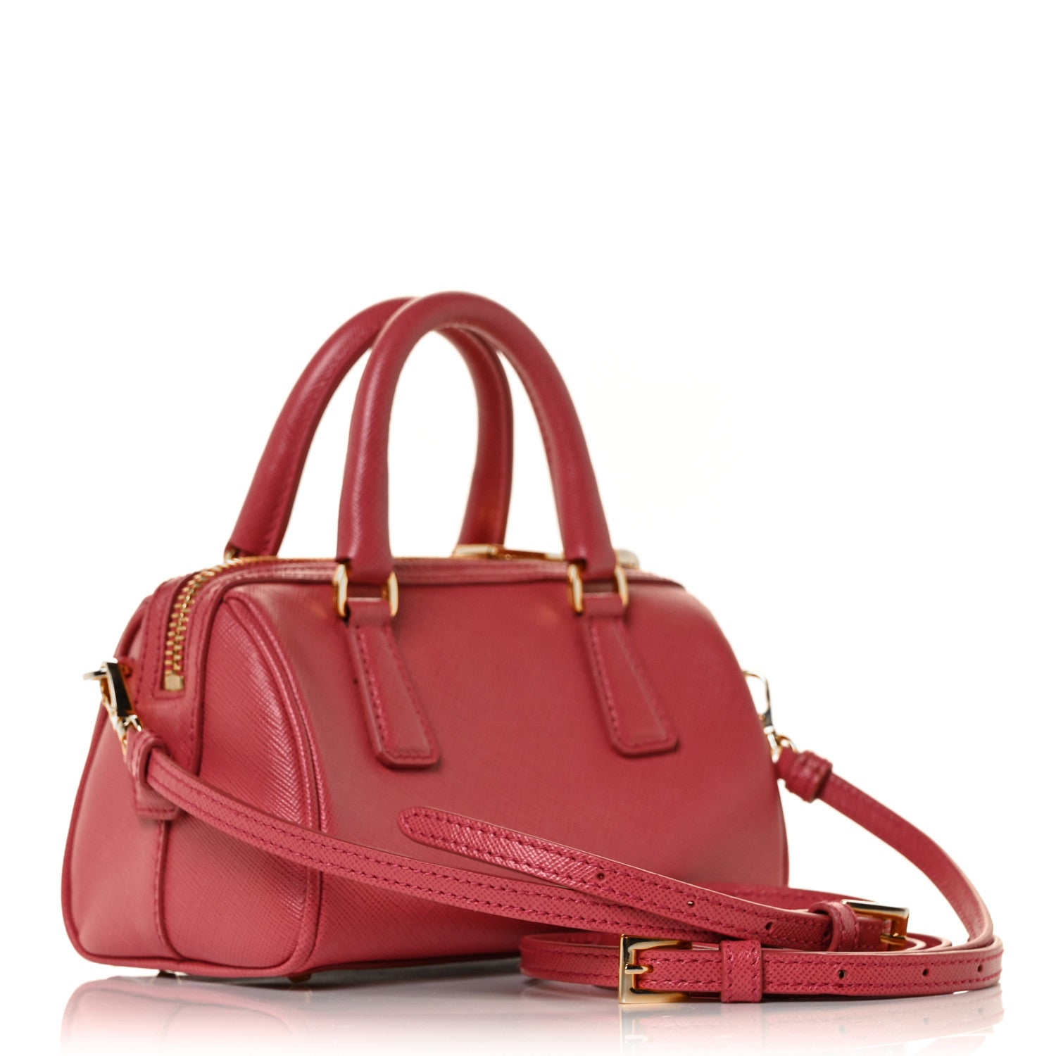 Prada Saffiano Lux Mini Convertible Bowler Fuoco 2 of 7