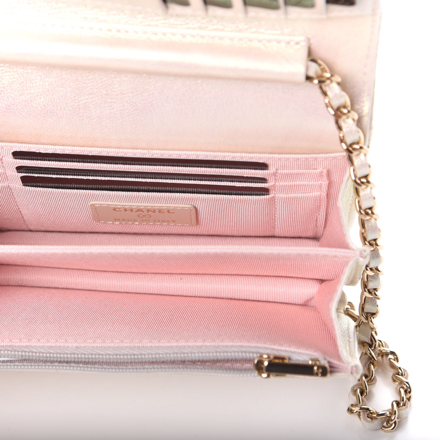 Chanel Iridescent Lambskin Quilted Mini Wallet On Chain WOC Ivory 5 of 10