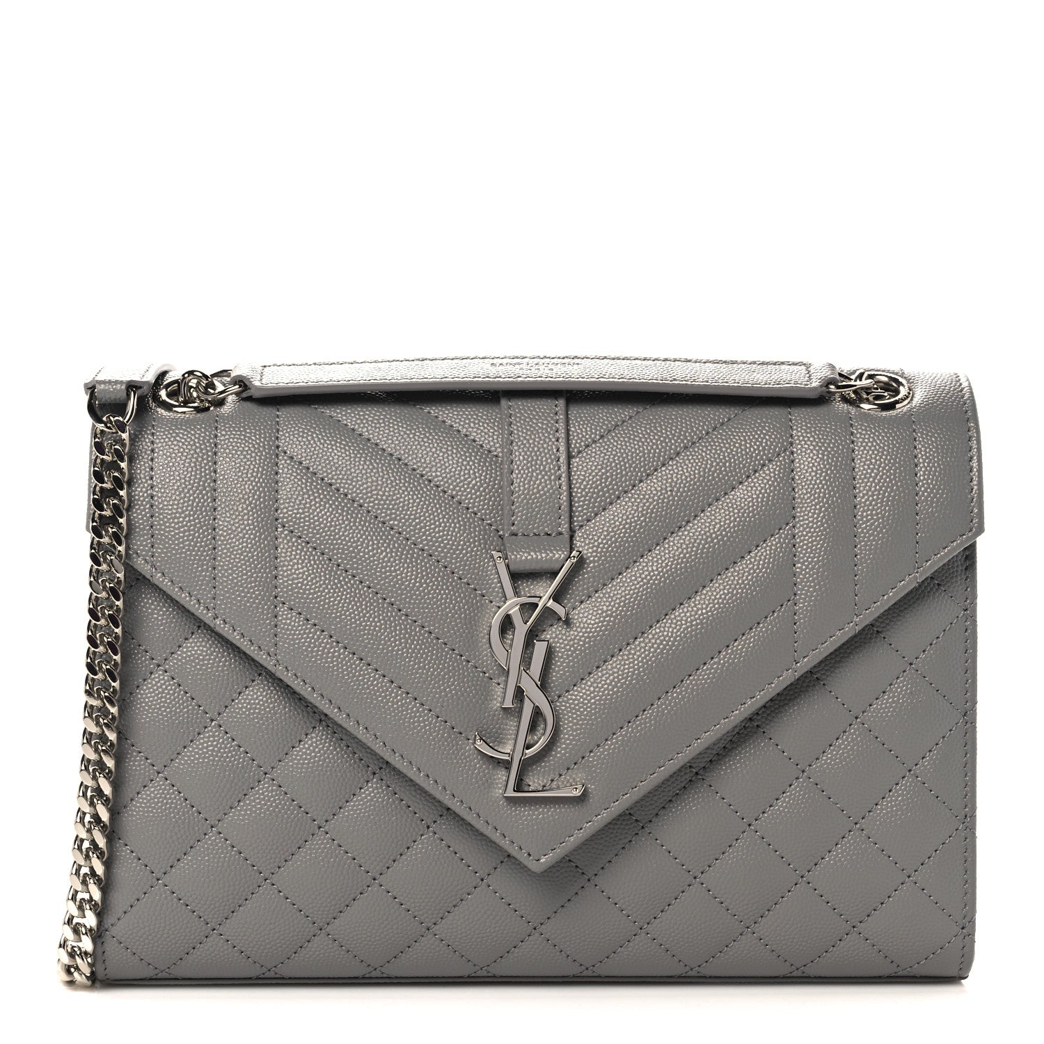 Saint Laurent Grain De Poudre Textured Mixed Matelasse Medium Triquilt Monogram Satchel New Stone 1 of 8