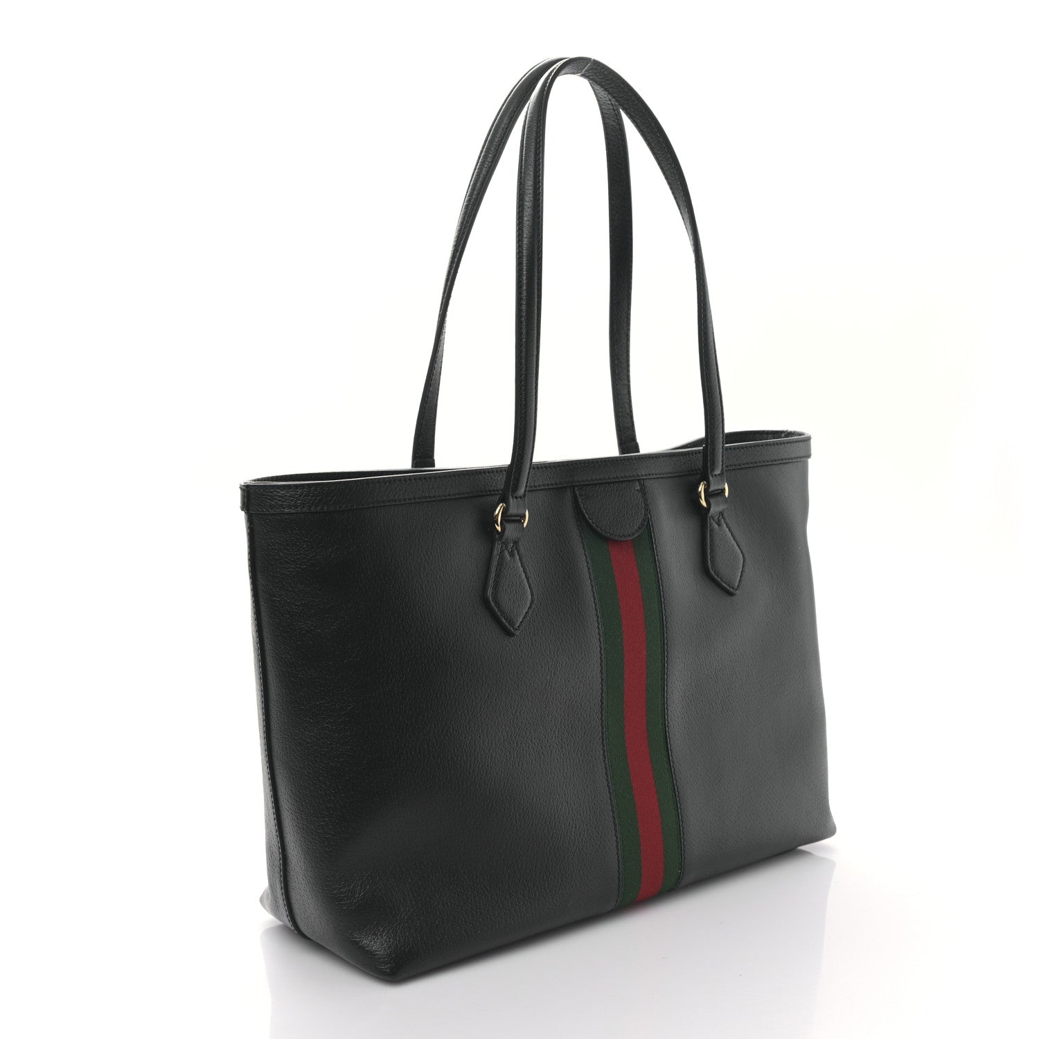 Gucci Textured Calfskin Web Medium Ophidia Shopping Tote Black 3 of 9