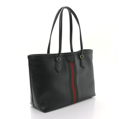 Gucci Textured Calfskin Web Medium Ophidia Shopping Tote Black 3 of 9