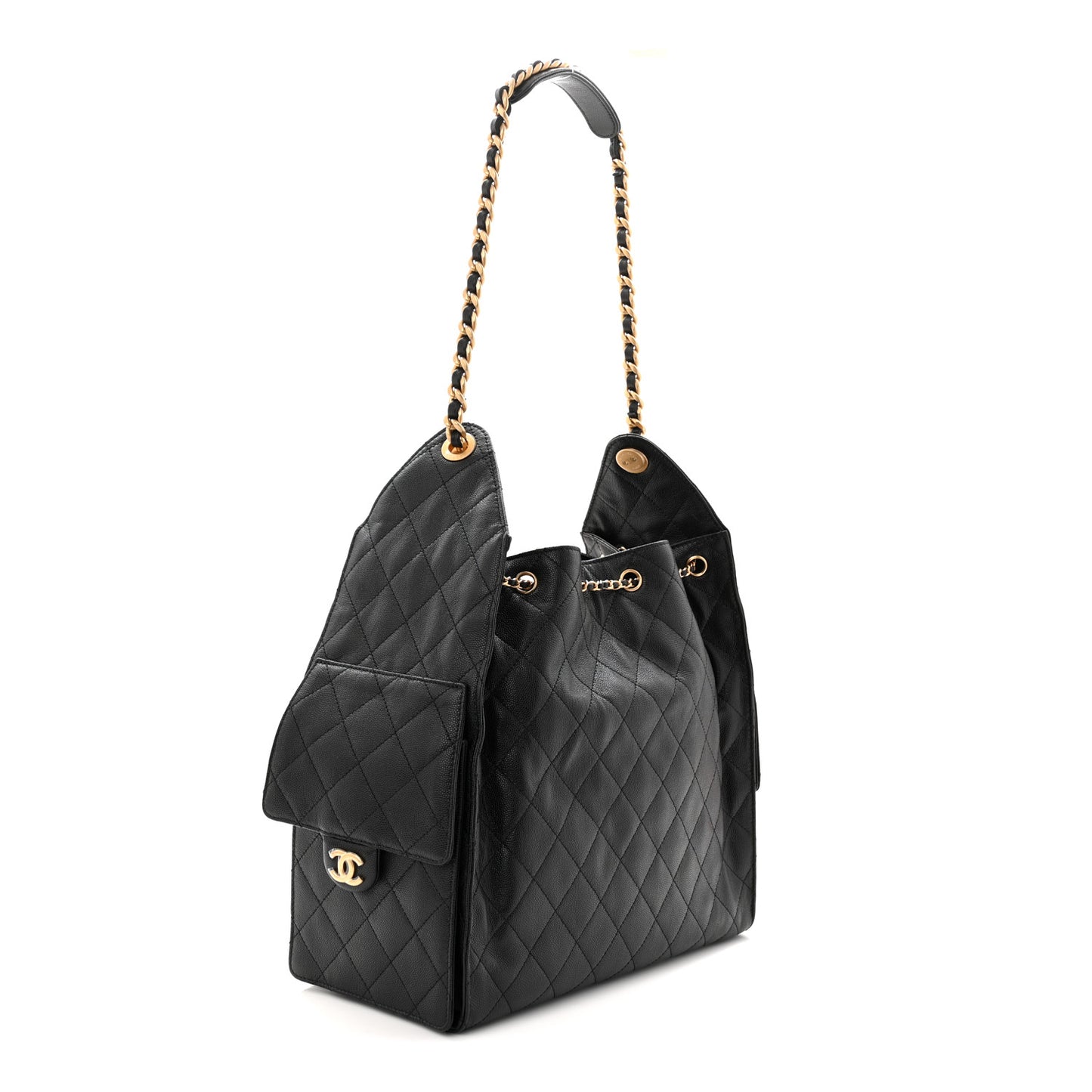 Caviar Quilted Medium Chanel 25 Handbag Black