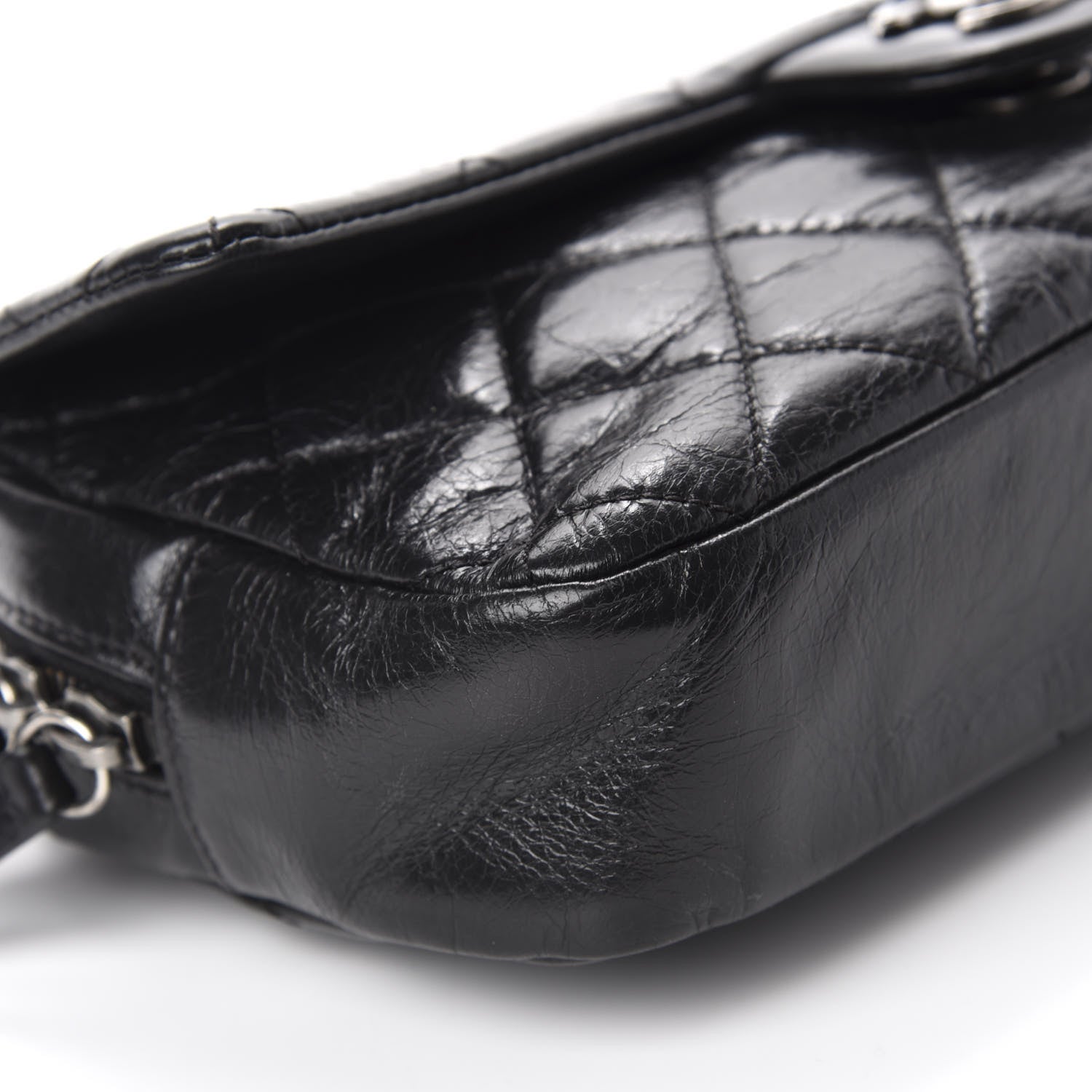 Chanel Glazed Calfskin Quilted Medium Duo Color Flap Black 6 of 10