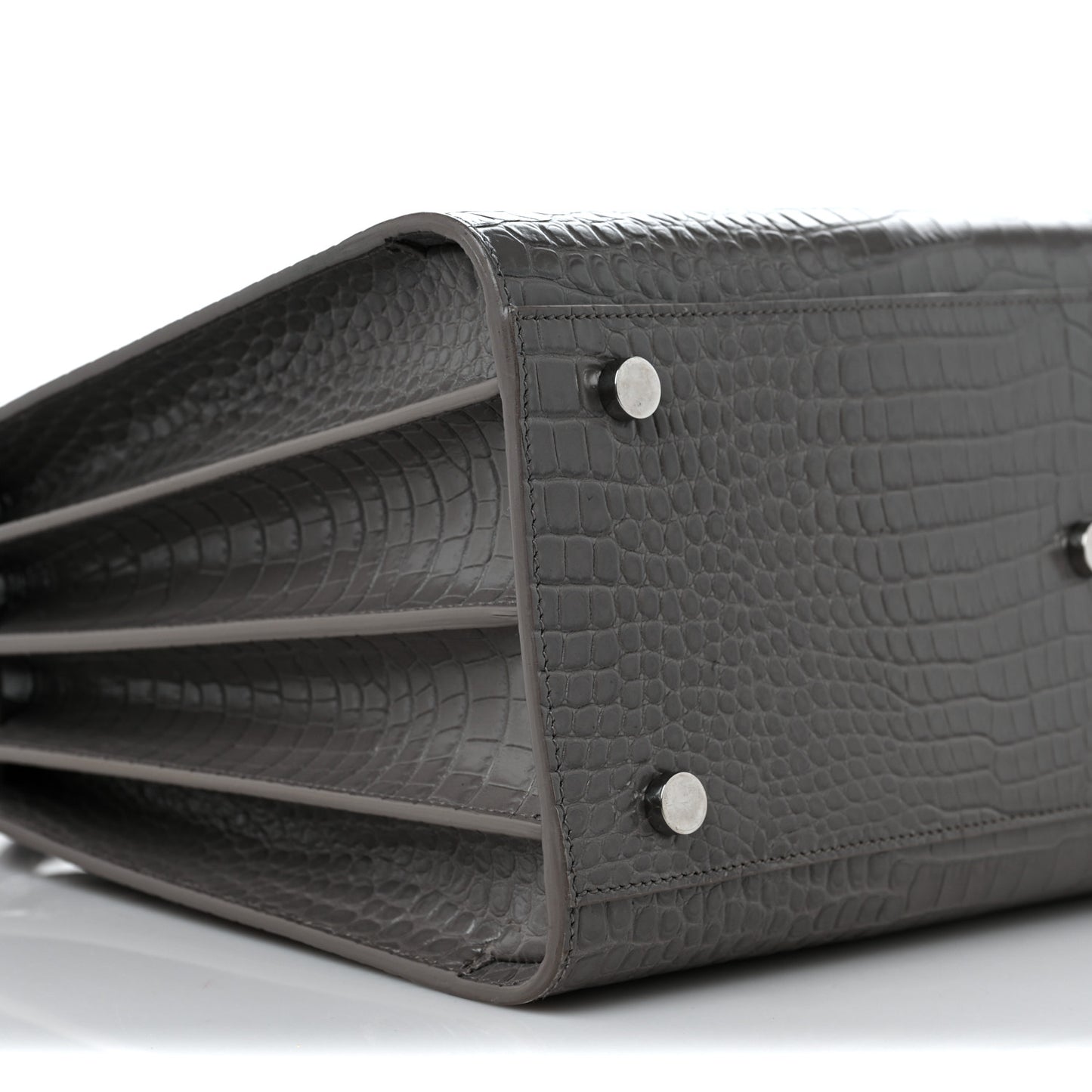Crocodile Embossed Small Sac De Jour Asphalt